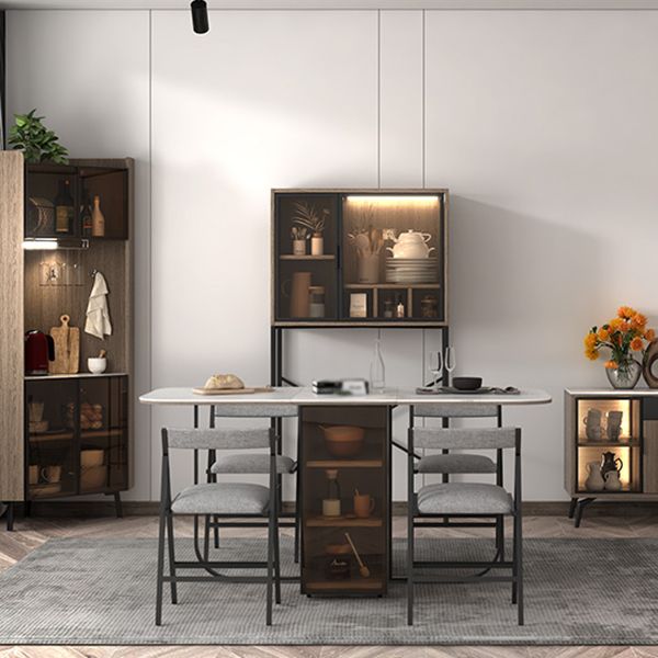 Modern Style Traditional Height Dining Set with Drop Leaf Table and Trestle Base Clearhalo 'Dining Room Sets' 'Dining Tables & Seating' 'dining_room_set' 'Furniture' 'furniture_dining_room_set' 'Kitchen & Dining Furniture' 'kitchen&dining_furn' 'kitchen' 1200x1200_3d0cf903-9df6-4214-b30a-27600abb4018
