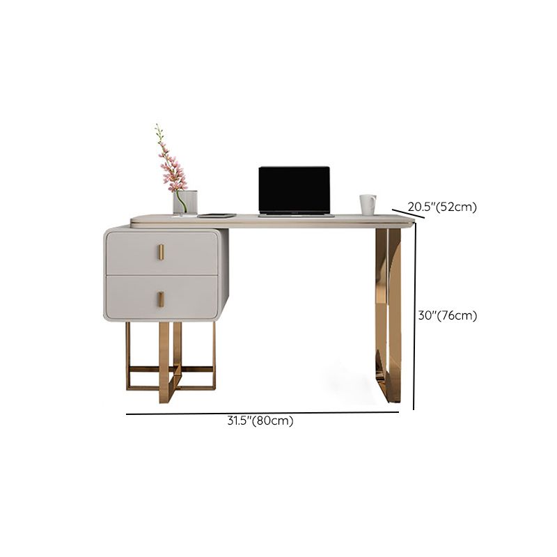 Scrivania di scrittura in peltro piedistallo curvo glam da ufficio per camera da letto