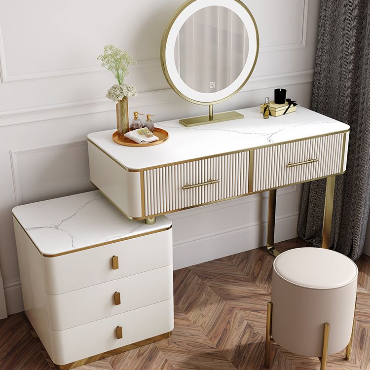 Glam Stone Vanity Dressing Table 5-Drawers Vanity Dressing Table