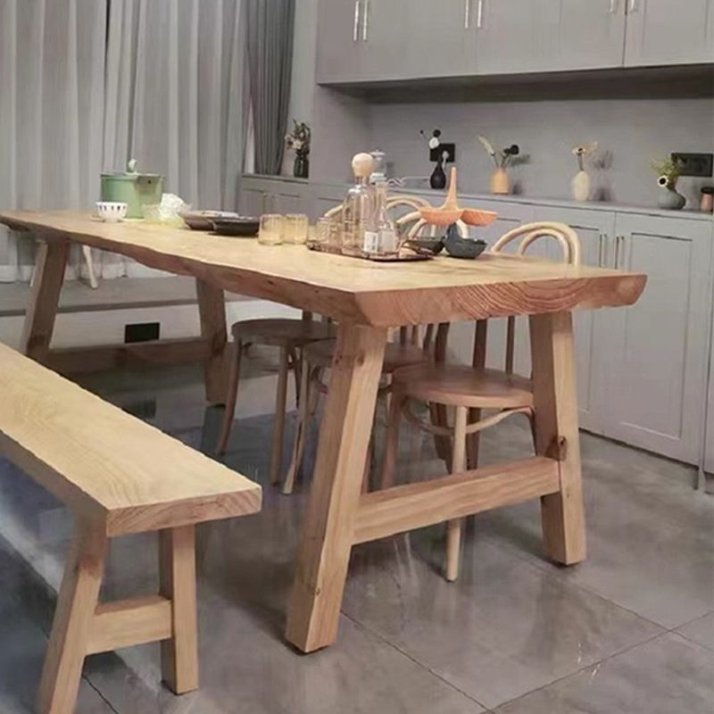 Mesa de comedor rectangular de 4 patas, mesa de madera de estilo moderno para cocina