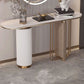 Modern Oval Console Table Stone Console Sofa Table in White for Home