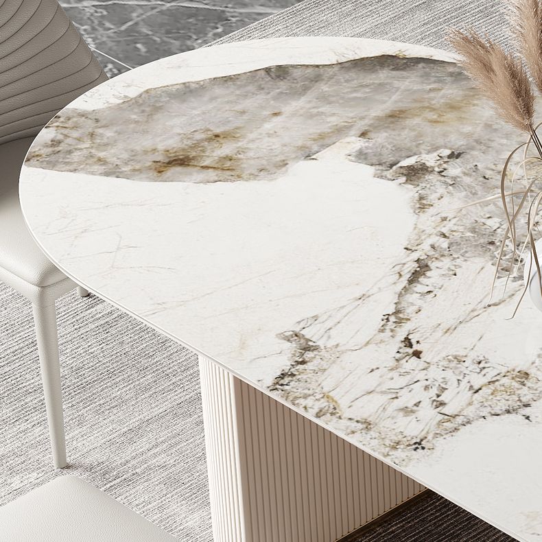 Traditional Luxury Dining Table Sintered Stone Oval Table for Home Clearhalo 'Dining Tables & Seating' 'Dining Tables' 'dining_table' 'furn' 'furn_dining_table' 'Furniture' 'Kitchen & Dining Furniture' 1200x1200_3d176d7d-6e89-4e0b-8ff0-ac8fe2b11ab6