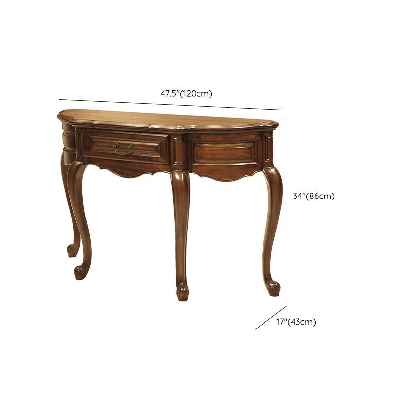 Free Form Shape Contemporary Console Table Brown Console Sofa Table for Hall