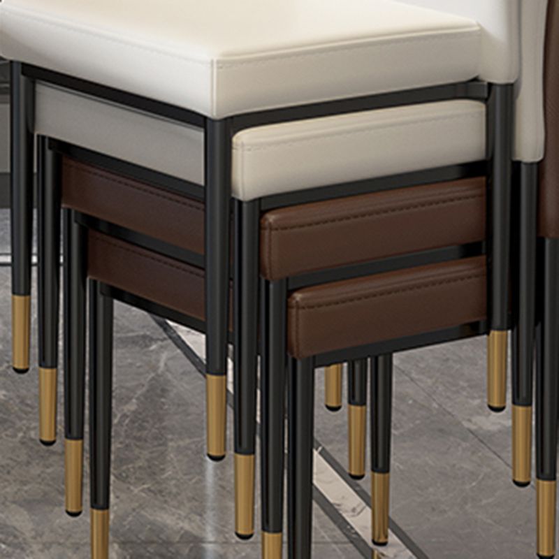 Stackable Leather Home Side Chair Modern Solid Back Dining Chair (Set of 4) Clearhalo ' kitchen&dining_furn' 'Dining Chairs' 'Dining Tables & Seating' 'dining_chair' 'furn' 'furn_dining_chair' 'Furniture' 'furniture_dining_chair' 'Kitchen & Dining Furniture' 'kitchen' 1200x1200_3d1dc566-b3d2-40b7-99d0-62789c912804