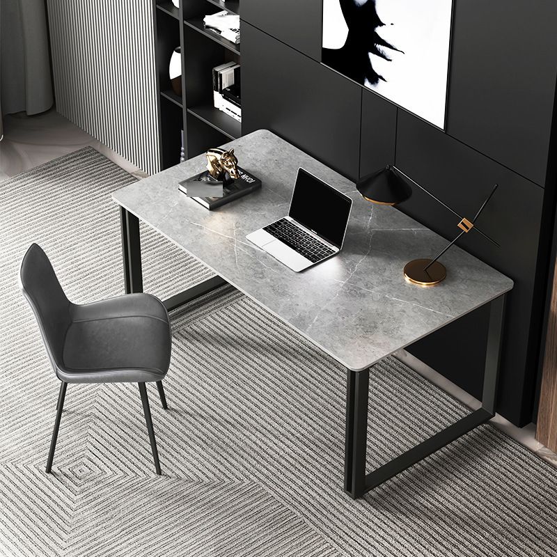 Escritorio de escritura de hierro y piedra escritorio de oficina rectangular gris rectangular