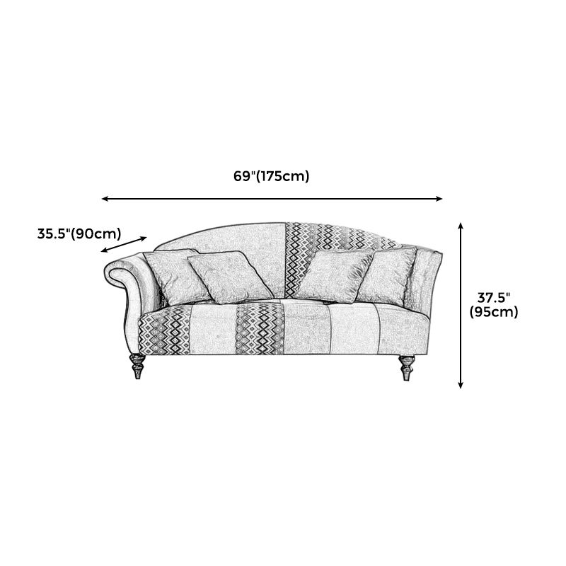 Canapé incurvé country en lin arme roulée 31 "w canapé arrière à dos de chameau pour le salon