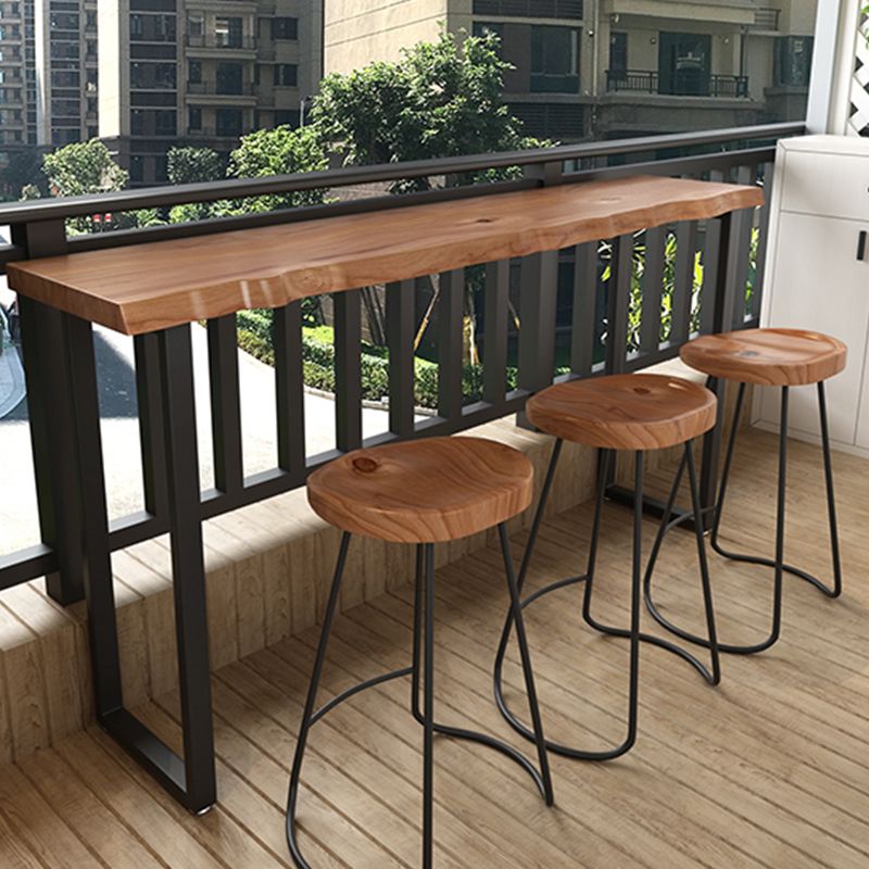 Brown Modern Style Table Solid Wood and Iron Milk Tea Shop Bar Table Clearhalo 'Bar Furniture' 'Bar Tables' 'bar_tables' 'furn' 'furn_bar_tables' 'Furniture' 'furniture_bar_tables' 'Kitchen & Dining Furniture' 1200x1200_3d2382d2-bad3-4ab7-93a9-66cc68e1c7a7