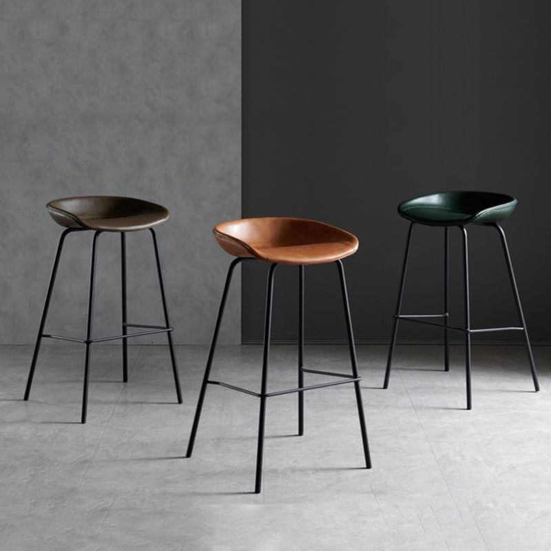 Faux Leather Armless Counter Stool Industrial Bristol Bucket Bar Chair Clearhalo 'Bar Furniture' 'Bar Stools' 'bar_stools' 'furn' 'furn_bar_stools' 'Furniture' 'Kitchen & Dining Furniture' 1200x1200_3d247339-0750-4679-a740-b16ee24646a5