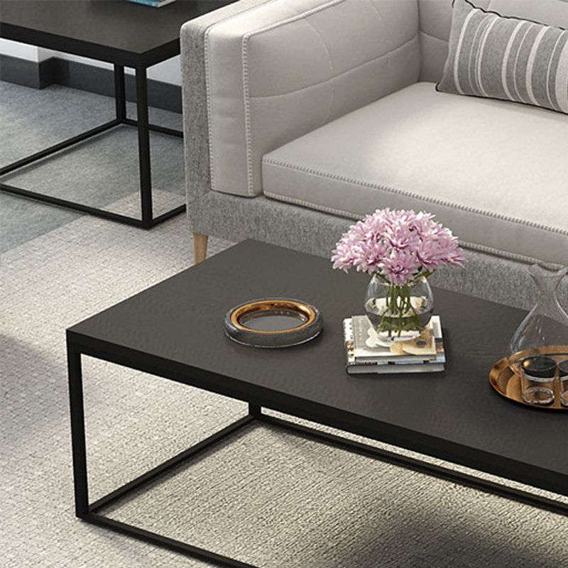 17.7" Tall Wooden Rectangle Top Coffee Table Iron Frame Base Cocktail Table Clearhalo 'Coffee & Accent Tables' 'Coffee Tables' 'coffee_tables' 'furn' 'furn_coffee_tables' 'Furniture' 'Living Room Furniture' 1200x1200_3d24f416-882e-48c1-8b8c-277ac53890b0