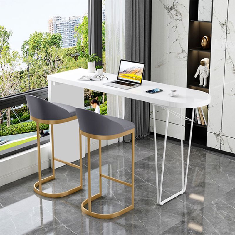 Tavolo da pranzo moderno bar in legno in legno tavolo da pub in altezza bianca con doppio piedistallo