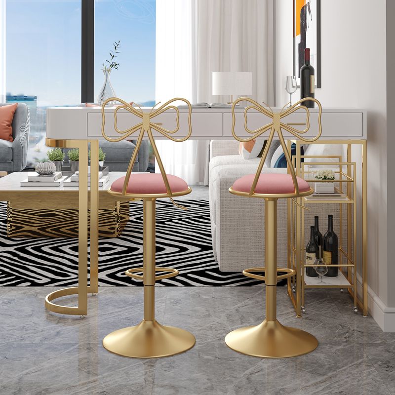 Adjustable Glam Bar Stool Footrest Low Back Upholstered Indoor Counter Stool Clearhalo 'Bar Furniture' 'Bar Stools' 'bar_stools' 'furniture_bar_stools' 'Kitchen & Dining Furniture' 'kitchen&dining_furn' 'kitchen' 'kitchen_furn' Furniture' 1200x1200_3d25e44b-0e61-438d-a20e-a5b320a9d5dc