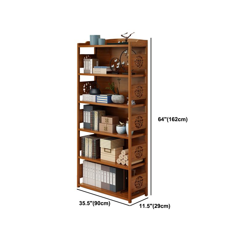 Modern Bamboo Closed Back Shelf Bookcase Floor Brown Book Shelf for Study Room