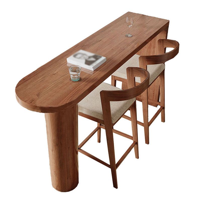 Pine Top Counter Table Wood Column Legs 42-inch Height Industrial Bar Table, Only Table Clearhalo 'Bar Furniture' 'Bar Tables' 'bar_tables' 'furn' 'furn_bar_tables' 'Furniture' 'furniture_bar_tables' 'Kitchen & Dining Furniture' 'kitchen&dining_furn' 'kitchen' 1200x1200_3d2655bf-3a86-4db5-858b-160efff71359
