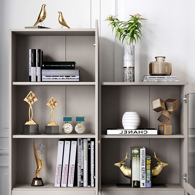Glam Style Bookshelf Standard Closed Back Shelf Bookcase With Cabinet Clearhalo 'Bookcases' 'furn' 'furn_bookcases' 'Furniture' 'furniture_bookcases' 'kitchen' 'kitchen_bookcases' 'Living Room Furniture' 'Office Furniture' 1200x1200_3d270f02-873e-4472-999b-922fe1935464