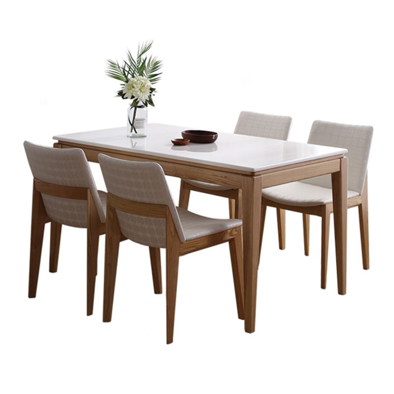 Medieval Modern Marble Rectangle Table White Table with Wooden Base and 4 Legs Clearhalo ' dining_table' 'Dining Tables & Seating' 'Dining Tables' 'furn' 'furn_dining_table' 'Furniture' 'furniture_dining_table' 'Kitchen & Dining Furniture' 'kitchen&dining_furn' 'kitchen' 'kitchen_dining_table' 1200x1200_3d27462c-4e3c-4dc9-858f-80456faa2548