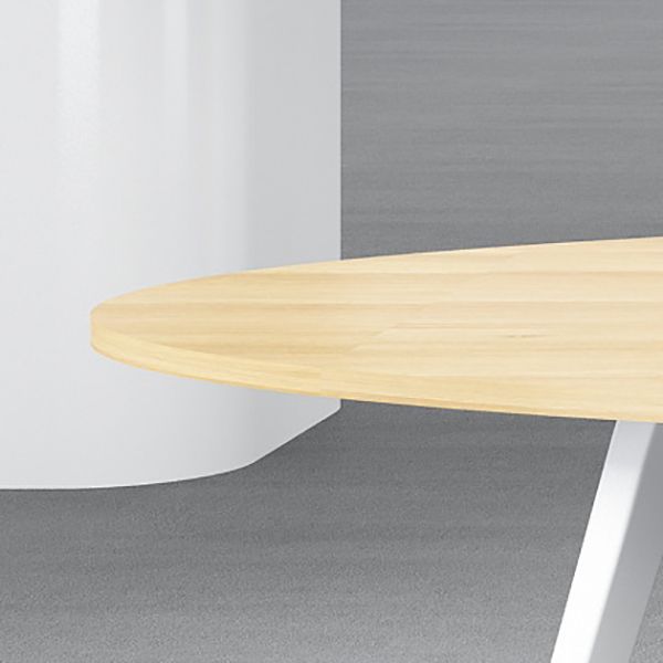 Oval Wooden Writing Desk Office Natural Desktop Desk with White Parsons Table Leg Clearhalo 'furn' 'furn_office_desk' 'Furniture' 'Office Desks' 'Office Furniture' 'office_desk' 1200x1200_3d27593d-e071-48e5-b71d-076e69d84598