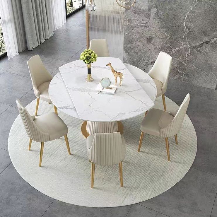 Scandinavian Round Dining Table Furniture 1/4/5/6/7 Pieces Leather Dining Room Chair Set Clearhalo 'Dining Room Sets' 'Dining Tables & Seating' 'dining_room_set' 'furn' 'furn_dining_room_set' 'Furniture' 'Kitchen & Dining Furniture' 1200x1200_3d28805c-836b-4a9a-9c40-c7cc6140de4d
