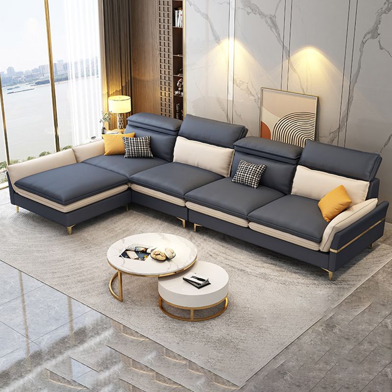 4-seat Faux Leather Sectional Sofa 31.50" High Sofa for Living Room Clearhalo 'furn' 'furn_sectionals' 'Furniture' 'Living Room Furniture' 'Sectionals' 1200x1200_3d28a5d1-9073-4057-92b7-0edc7e7753d6