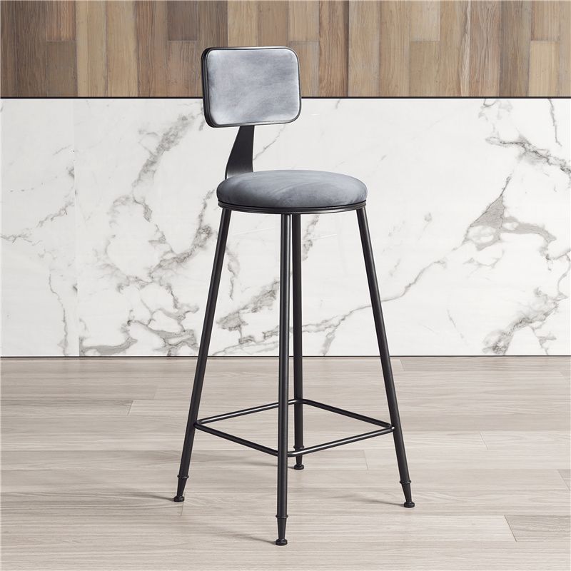 Contemporary Counter Bar Stool Backrest Velvet Bar Stool with Footrest, Iron Base Clearhalo 'Bar Furniture' 'Bar Stools' 'bar_stools' 'furn' 'furn_bar_stools' 'furniture_bar_stools' 'Kitchen & Dining Furniture' 'kitchen&dining_furn' 'kitchen' 'kitchen_furn' Furniture' 1200x1200_3d28d758-7d56-4f52-96ec-ad187eeb094c