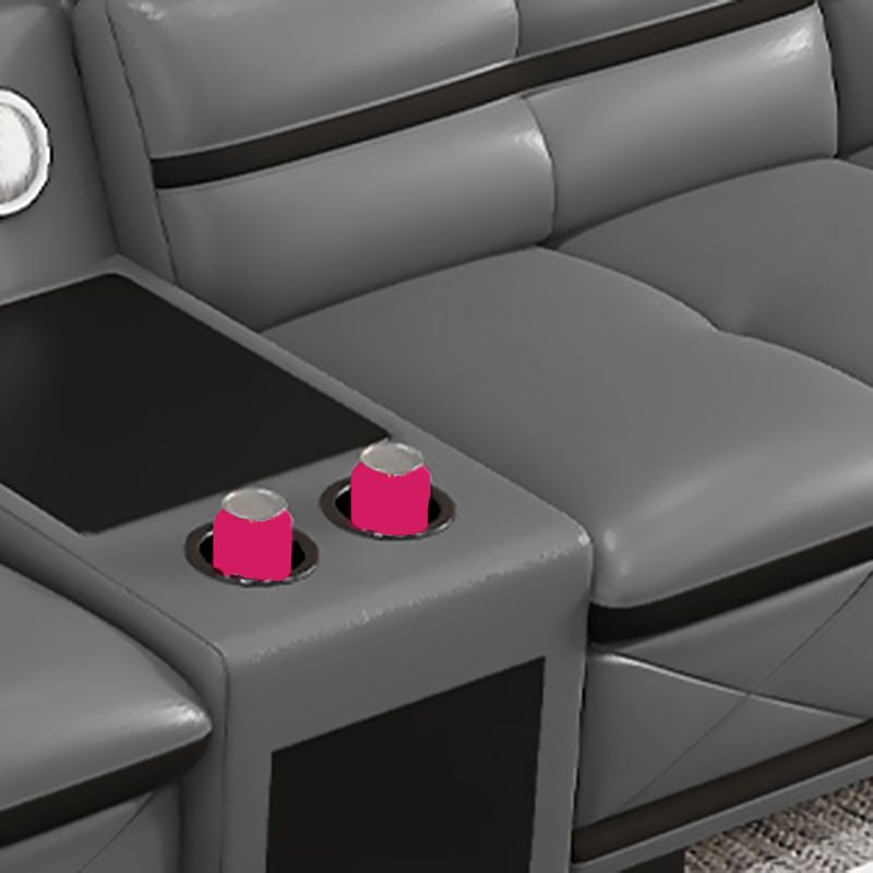 Sofá de cuero genuino estacionario de brazo cuadrado de nube contemporánea