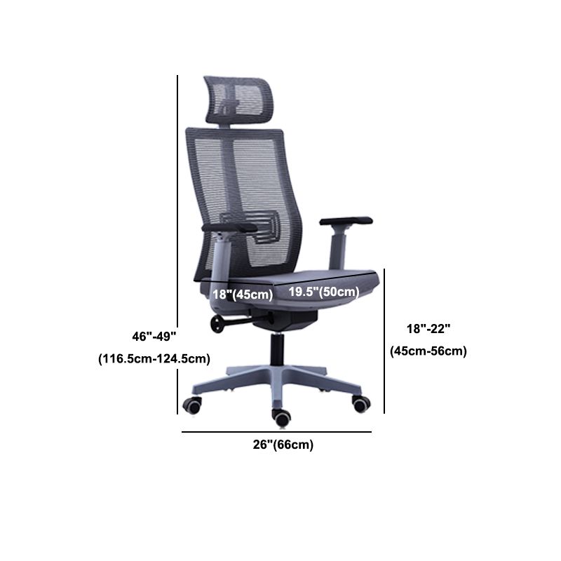 Poltrona contemporanea con supporto lombare grigio con sedia da ufficio con ruote