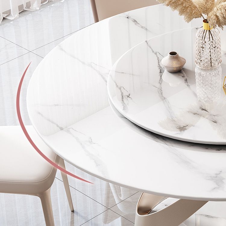 Round Pedestal Table Contemporary Style Stone Dining Site Table with Turntable Clearhalo 'Dining Tables & Seating' 'Dining Tables' 'dining_table' 'furn' 'furn_dining_table' 'Furniture' 'Kitchen & Dining Furniture' 1200x1200_3d2c9d4d-40f1-4896-b2a0-99ec7f791741