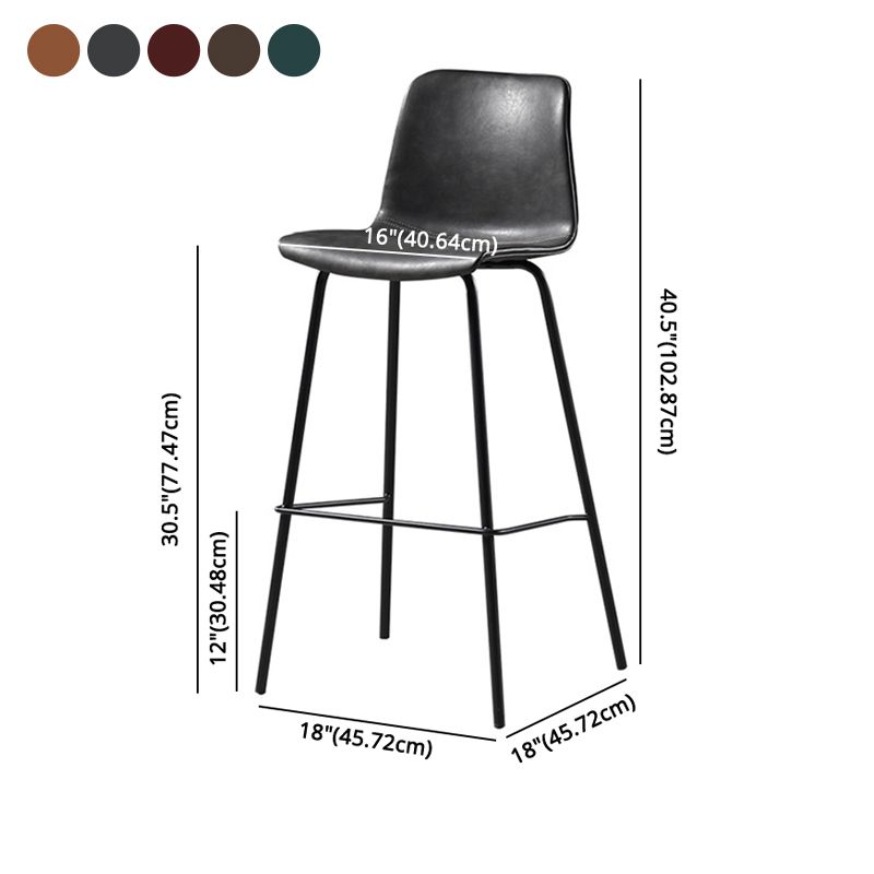 Glossy Leather Square Bar Stool Industrial Metal Stools with Back Legs Clearhalo 'Bar Furniture' 'Bar Stools' 'bar_stools' 'furniture_bar_stools' 'Kitchen & Dining Furniture' 'kitchen&dining_furn' 'kitchen' 'kitchen_furn' Furniture' 1200x1200_3d2e260f-2326-4065-87eb-622e3494982a