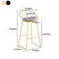 Glam Metal Barstool Fabric Cushion Velvet Stool in Matte Finish for Indoor