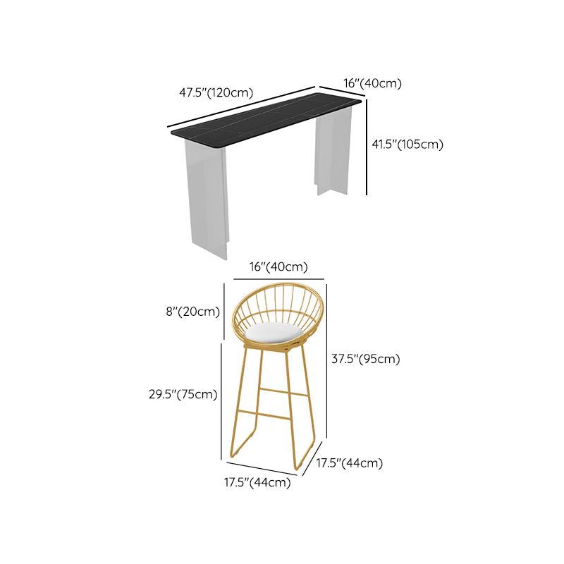 Rectangle Bar Table Set 1/2/3 Pcs Stone Bar Table and Metal Stools Clearhalo 'Bar Furniture' 'furn' 'furn_home_bar_bar_sets' 'Furniture' 'Home Bars & Bar Sets' 'home_bar_bar_sets' 'Kitchen & Dining Furniture' 1200x1200_3d2f5936-ad83-4e52-a8e9-947a835cd9e1