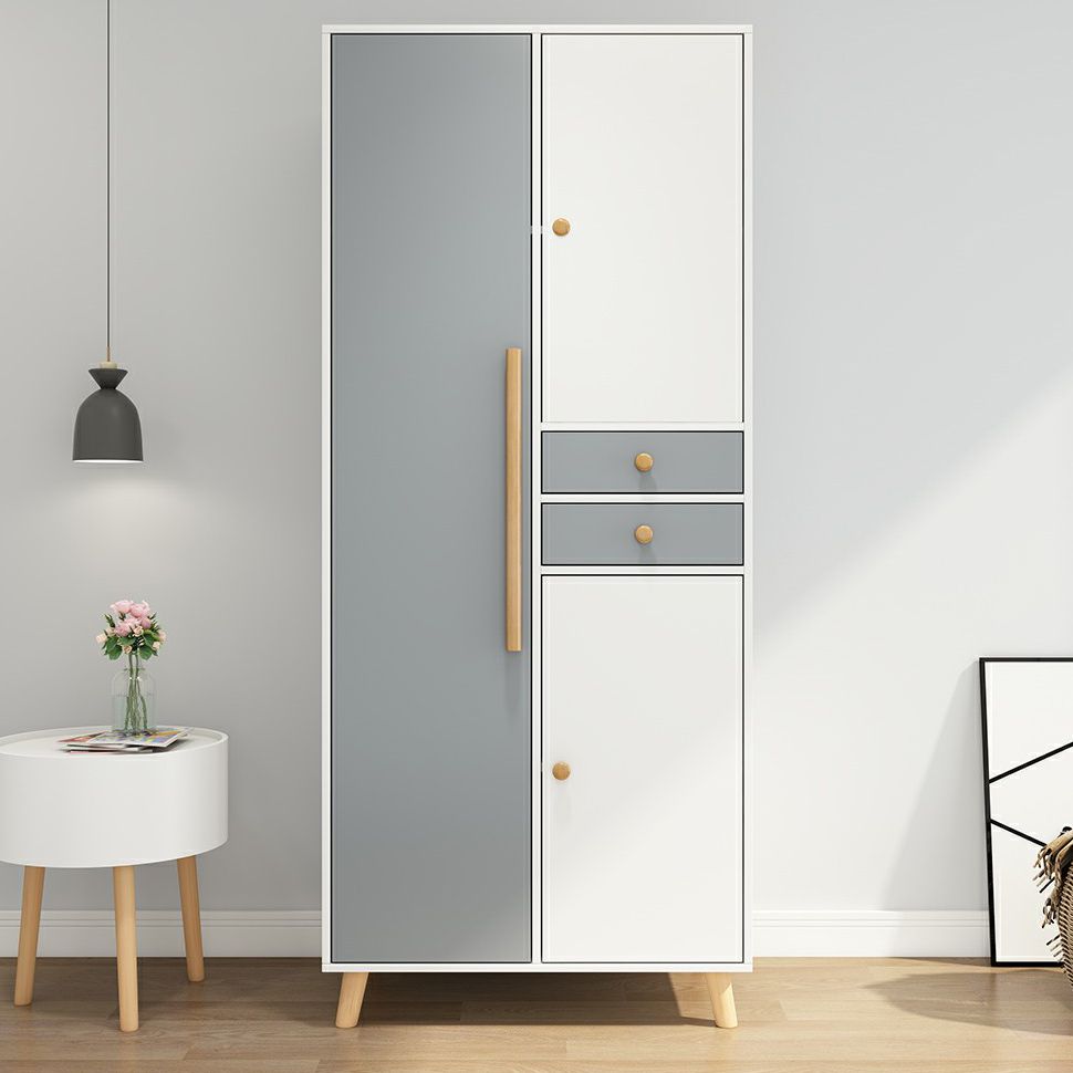 Armoire blanche moderne pour armoire en bois d'ingénierie à domicile avec portes à charnière