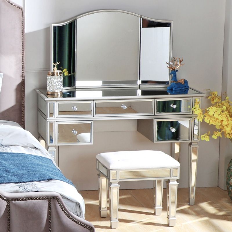 Massivholz Waschtisch Spedition zeitgenössische Make -up -Theke mit Schubladen