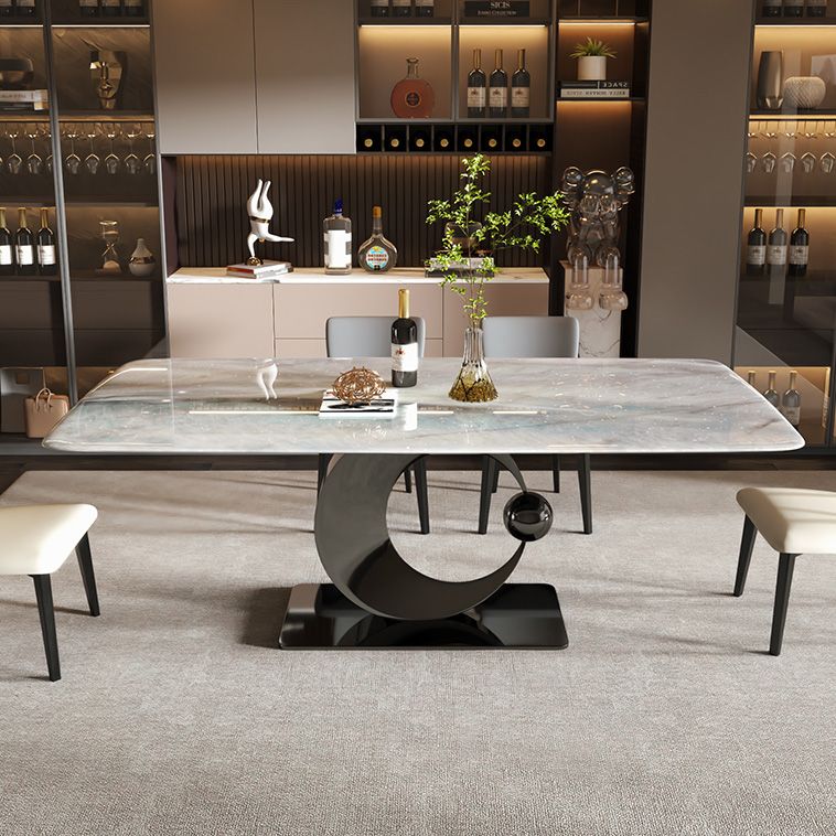 Rectangle Dining Room Table Pedestal Dinner Room Kitchen Table Clearhalo 'Dining Tables & Seating' 'Dining Tables' 'dining_table' 'furn' 'furn_dining_table' 'Furniture' 'Kitchen & Dining Furniture' 1200x1200_3d321b7b-7dff-4240-a829-5825f7378275