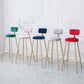 Scandinavian Footrest Bar Stools Fabric Round Seat Barstool with 4 Gold Iron Legs Clearhalo 'Bar Furniture' 'Bar Stools' 'bar_stools' 'furn' 'furn_bar_stools' 'Furniture' 'Kitchen & Dining Furniture' 1200x1200_3d3226f0-364e-4998-b9e0-bdc06d91ddff