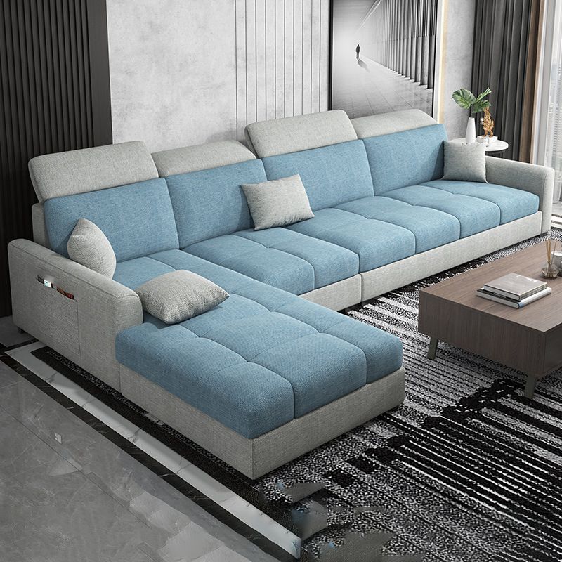 Modern L-Shape Sectional Recessed Arm Sofa and Chaise with Storage for Four People Clearhalo 'furn' 'furn_sectionals' 'Furniture' 'furniture_sectionals' 'kitchen' 'kitchen_sectionals' 'Living Room Furniture' 'Sectionals' 1200x1200_3d339f83-84c6-490b-b775-78b7af5931f0