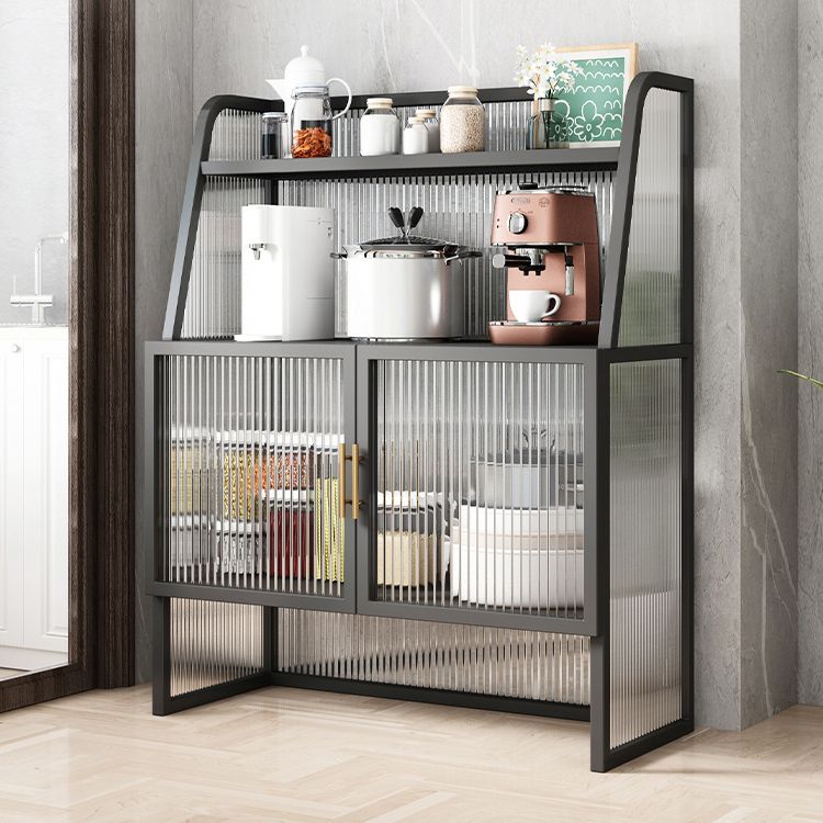 Glam Glass Doors Sideboard Cabinet Dining Room Metallic Credenza Clearhalo 'buffet_sideboard' 'Buffets & Sideboards' 'furn' 'furn_buffet_sideboard' 'Furniture' 'Kitchen & Dining Furniture' 1200x1200_3d3866d7-514a-426b-acc2-593411905a9a