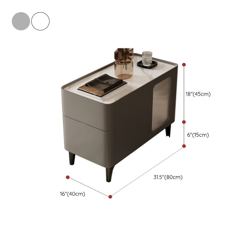 Tray Top Rectangular Side Table with 2 Drawers and a Cabinet Clearhalo 'Coffee & Accent Tables' 'End & Side Tables' 'end_side_tables' 'furn' 'furn_end_side_tables' 'Furniture' 'Living Room Furniture' 1200x1200_3d38ab54-84fd-4076-af88-7297682c0f40