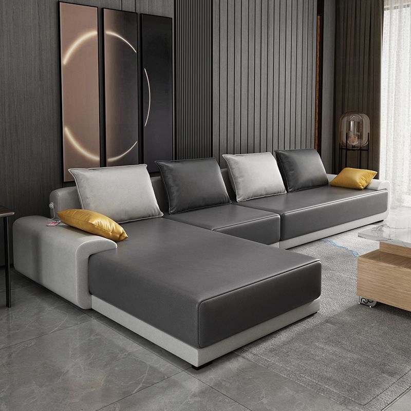 Pillowed Back Cushions Pillow Top Arm L-Shape Sectional with Slipcovered Clearhalo 'furn' 'furn_sectionals' 'Furniture' 'furniture_sectionals' 'Living Room Furniture' 'Sectionals' 1200x1200_3d3955a9-b980-4afa-874a-e149c31bd2e7