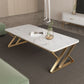 Luxurious 17.72" H Coffee Table in Grey/White Rectangular Stone Cocktail Table