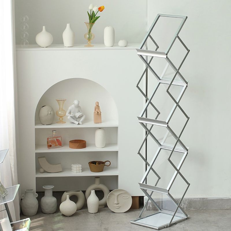 Modem & Contemporary Silver Bookcase Etagere Metal Book Shelf
