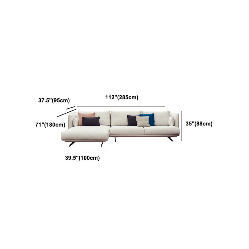 Beige Scandinavische bank/sectionele met vierkante arm voor appartement