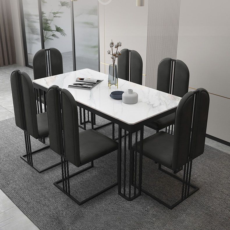Modern 1/2/6/7 Pieces Dinette Set with White Sintered Stone Top Rectangle Dining Table Set Clearhalo 'Dining Room Sets' 'Dining Tables & Seating' 'dining_room_set' 'furn' 'furn_dining_room_set' 'Furniture' 'furniture_dining_room_set' 'Kitchen & Dining Furniture' 1200x1200_3d3ba1b5-2eae-42cd-8e98-20cb45de7105