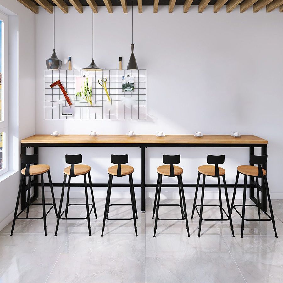 Rectangular Bar Height Table Industrial Style Bar Table with Trestle Base Clearhalo 'Bar Furniture' 'Bar Tables' 'bar_tables' 'furn' 'furn_bar_tables' 'Furniture' 'Kitchen & Dining Furniture' 1200x1200_3d3c28e4-bcfe-491b-ae93-7c593d6e9dbd