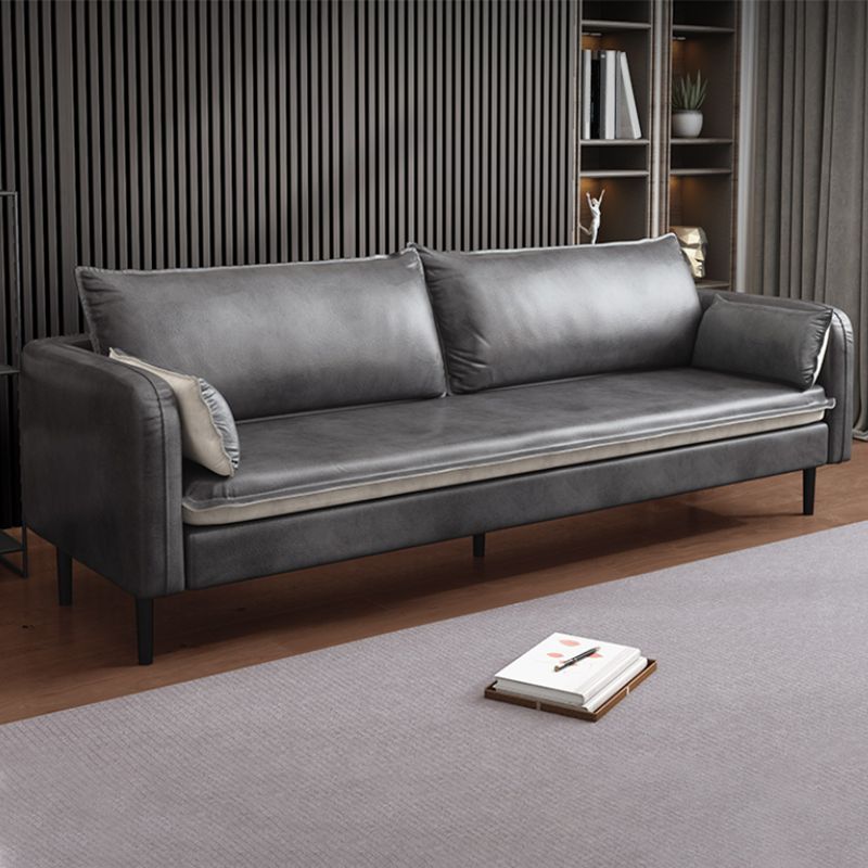 Faux Leather Cushions Sofa 3-Seat 30.7" High Square Arm Loveseat Clearhalo 'furn' 'furn_sofas' 'Furniture' 'furniture_sofas' 'kitchen' 'kitchen_sofas' 'Living Room Furniture' 'Sofa' 'sofas' 1200x1200_3d3ec132-8363-4a47-a5ee-4b272d2b57fd