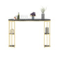 Glam Iron Bar Dining Table Stone Top Oval Indoor Bistro Table with 2-Shelf Fixed Table Clearhalo 'Bar Furniture' 'Bar Tables' 'bar_tables' 'furn' 'furn_bar_tables' 'Furniture' 'furniture_bar_tables' 'Kitchen & Dining Furniture' 1200x1200_3d3f3b83-28b1-41ce-9ca6-fe0be7af3df1