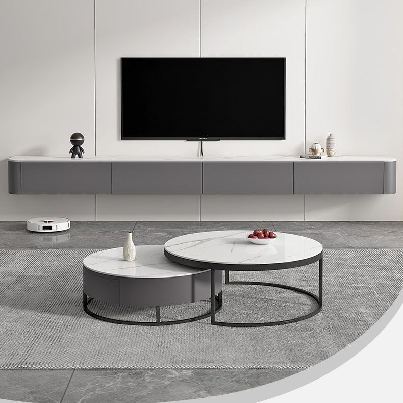Gray Stone Media Console Contemporary Wall-mounted TV Console Clearhalo 'furn' 'furn_tv_stands_entertainment_centers' 'Furniture' 'Living Room Furniture' 'TV Stands & Entertainment Centers' 'TV Stands & Media Storage Furniture' 'tv_stands_entertainment_centers' 1200x1200_3d400c82-5e5b-4c84-b23f-ea1da4cc6071
