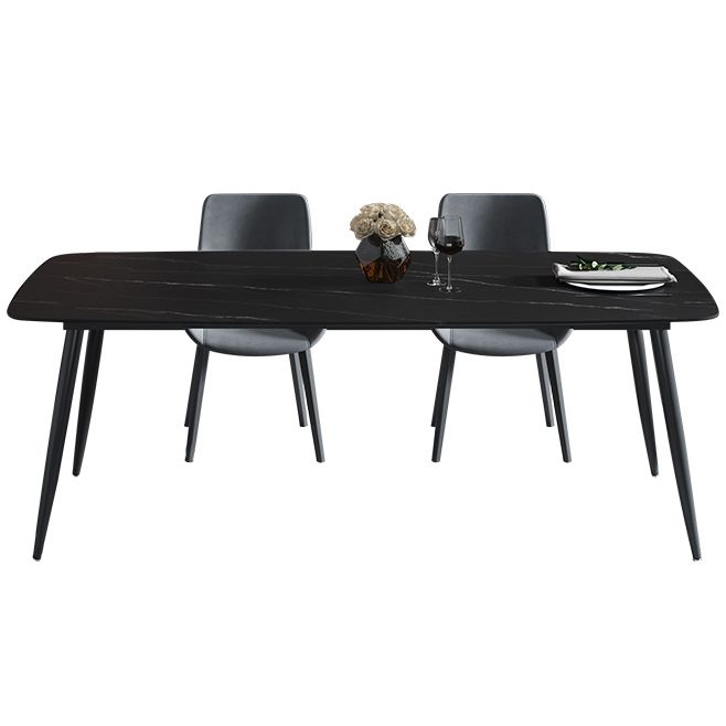 Sintered Stone Dining Table 4 Legs Black Carbon Steel Base Rectangle Table for Home Clearhalo ' dining_table' 'Dining Tables & Seating' 'Dining Tables' 'furn' 'furn_dining_table' 'Furniture' 'furniture_dining_table' 'Kitchen & Dining Furniture' 'kitchen&dining_furn' 'kitchen' 'kitchen_dining_table' 1200x1200_3d428b5c-f74a-490a-b4f4-50870c0baaaa