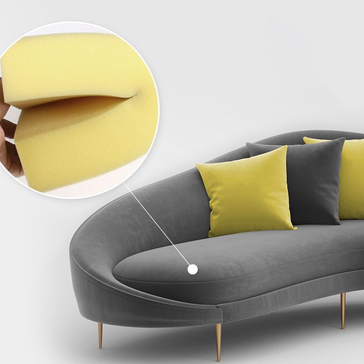 Contemporary Sloped Arm Sofa Velvet Curved Sofa for Living Room, Apartment