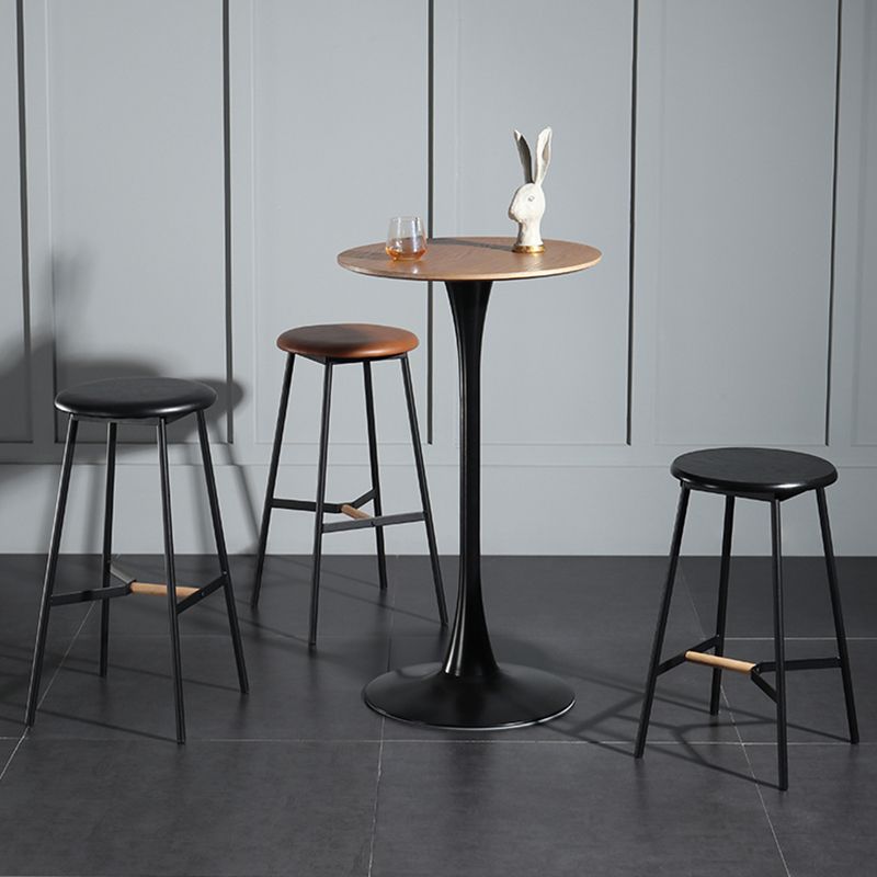 Modern Round Pub Table Fixed Pedestal Bar Height Cocktail Table