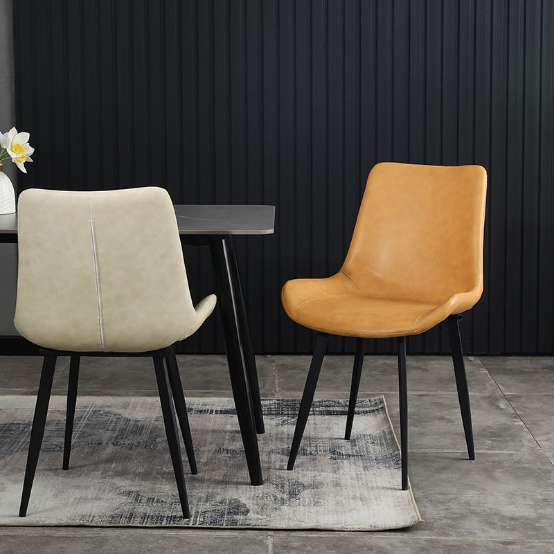 Home Contemporary Arm Chair Solid Back Metal Upholstered Dining Room Chair (Set of 4) Clearhalo ' kitchen&dining_furn' 'Dining Chairs' 'Dining Tables & Seating' 'dining_chair' 'furn' 'furn_dining_chair' 'Furniture' 'furniture_dining_chair' 'Kitchen & Dining Furniture' 'kitchen' 1200x1200_3d45d95f-54e3-4ec8-8453-800e4902da2c