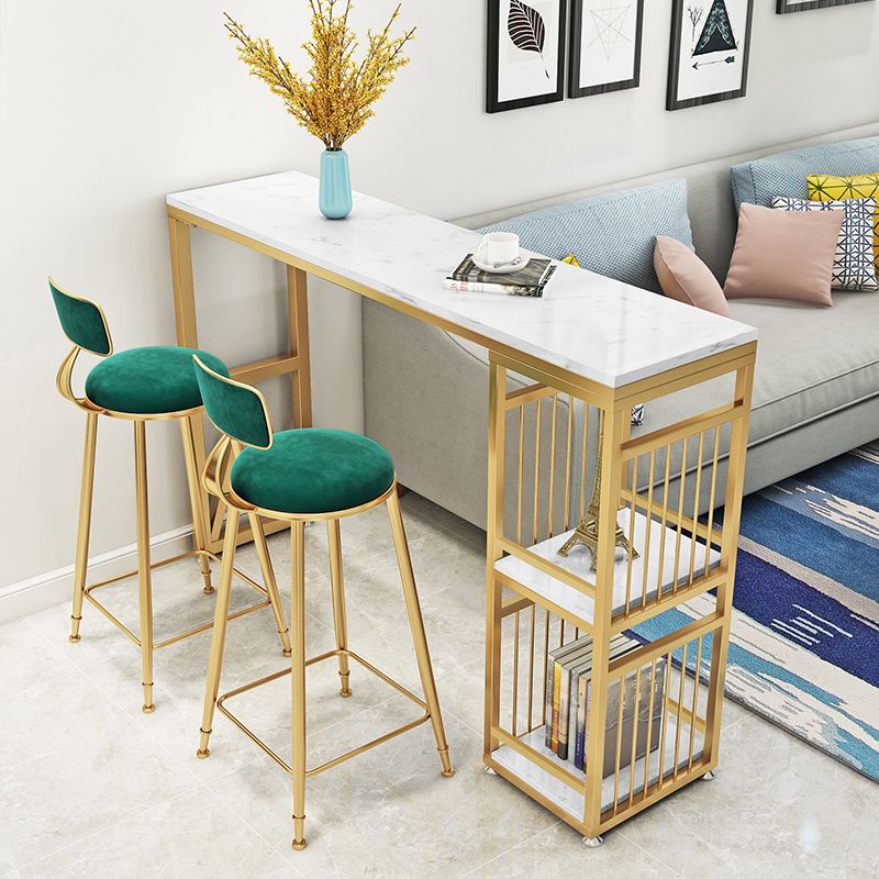 Marble Indoor Bistro Bar Table Storage Fixed Table Counter Wine Table with Storage Clearhalo 'Bar Furniture' 'Bar Tables' 'bar_tables' 'furn' 'furn_bar_tables' 'Furniture' 'furniture_bar_tables' 'Kitchen & Dining Furniture' 1200x1200_3d45de7e-b755-4430-8c15-62b77db91437